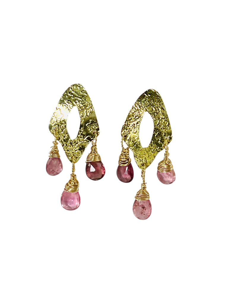 Faceted tourmaline and 18K bimetal earrings