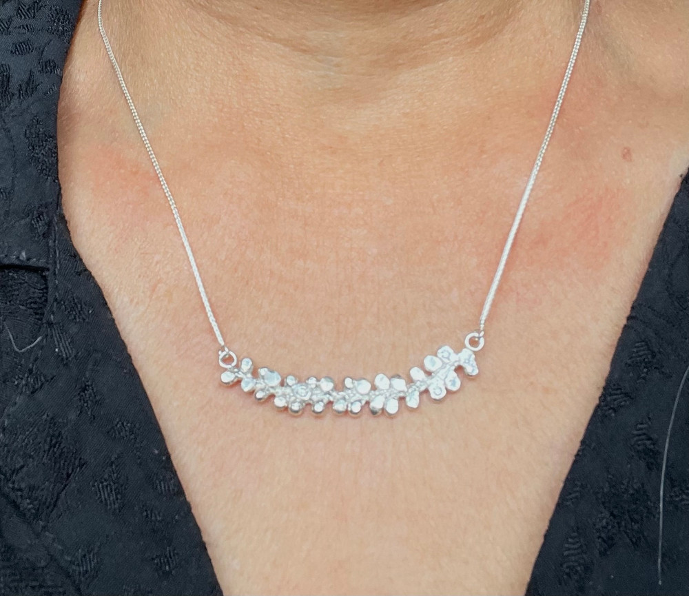 Sterling silver cone bract necklace with diamonds