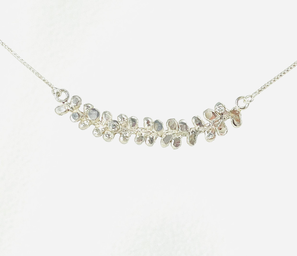 Sterling silver cone bract necklace with diamonds