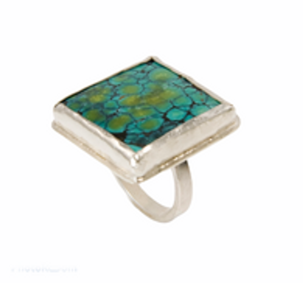 Sterling silver and square turquoise ring