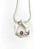 Sterling silver 'mitsuro hikime' pendant with faceted amethyst