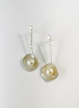 Sterling silver 'pearl in a bowl' earrings