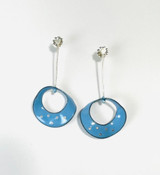 Blue enamel and sterling silver mobius earrings