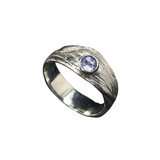 Tanzanite Mitsuro Hikime Ring. I used this Japanese pine wax technique to stretch the wax to create the organic pattern in this ring. Tanzanite stone is from Tanzania Africa. Sterling silver in a size 7 ring.