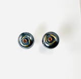 Oxidized stelring silver studs with faceted citrine and 22K gold accents