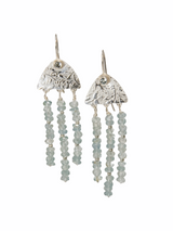 Textured sterling silver and aquamarine chandelier earrings