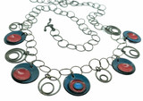 Blue & Red Enamel Bing Bong Necklace Blue & Red Enamel Bing Bong Necklace