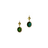 For day or evening any time of year. 14k gold earrings with 9 x 11 oval tourmalines, 1 blue, 1 green.Completely designed and handmade by, J A Lindberg. One of a kind.