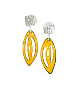 Golden rod yellow enamel and sterling silver earrings