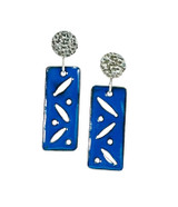 Blue jay blue enamel and sterling silver earrings