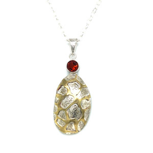 Hollow Formed Pendant with Madera Citrine. I used a 20 ton hydraulic press on this textured silver and brass design to create a hollow pendant. The Citrine has an amazing color and comes from Brazil. 18” silver chain included.