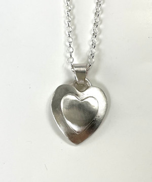 Sterling silver double heart pendant