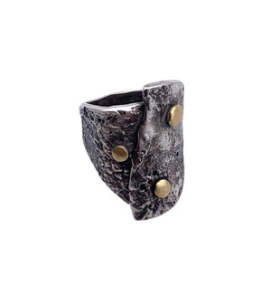 Sterling Silver and 18K Gold Three Dot Ring