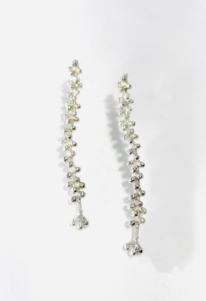 Sterling silver long cone bract dangle earrings