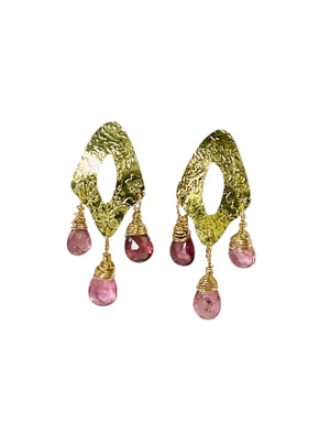 Faceted tourmaline and 18K bimetal earrings