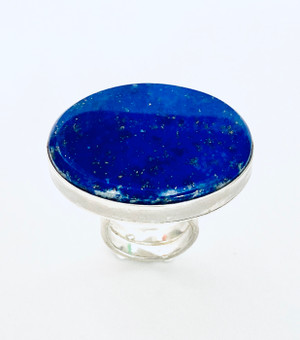 Sterling silver ring with Large oval Lapis lazuli stone size 8
