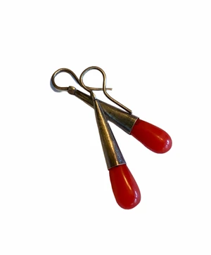 Sterling Silver Red African Wedding Bead Cone Earrings