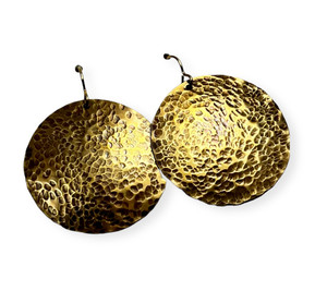 HAMMERED BRONZE DISC EARRINGS - 1.5" WITH GOLD FILL EAR WIRES