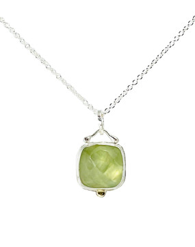 Prehnite pendant set in sterling silver