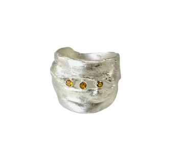 Sterling silver ad faceted citrine ring