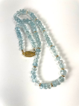 Faceted aquamarine necklace with 14K gold accents