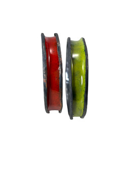 Anti-clastic enamel  bangles, red and green