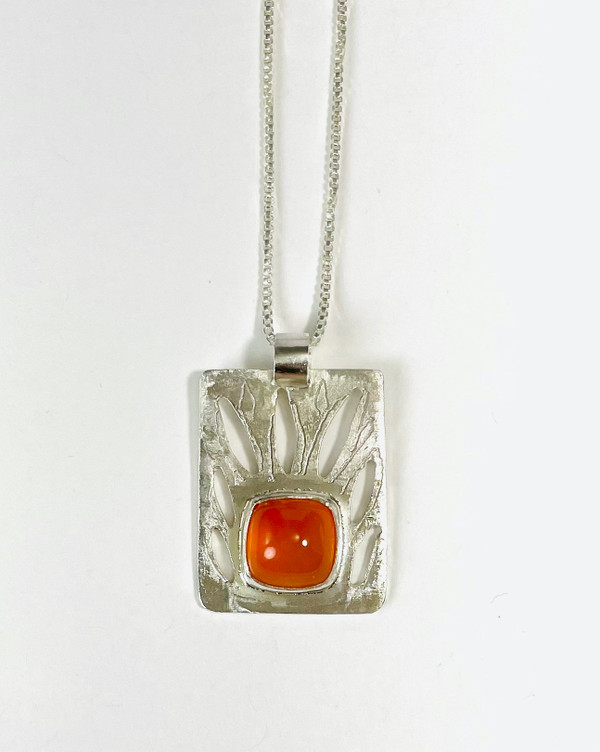 Sterling silver and carnelian pierced pendant