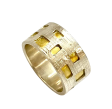 SS, 22k wide band ring w/ cut out 'boxes' - size 10