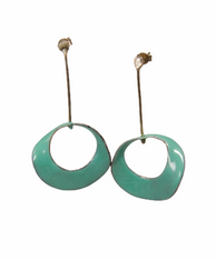 Turquoise enamel mobius earrings with sterling silver