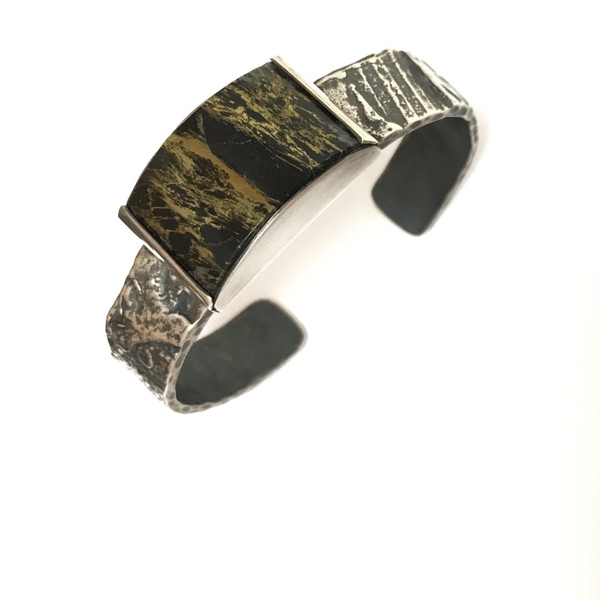 Sterling Silver Cuff with 'Apache Gold' Stone