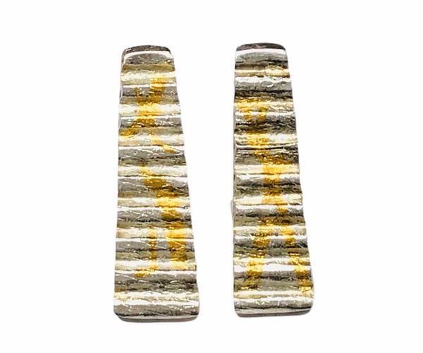Sterling Silver and 24K Gold Keum Boo Ripple Earrings