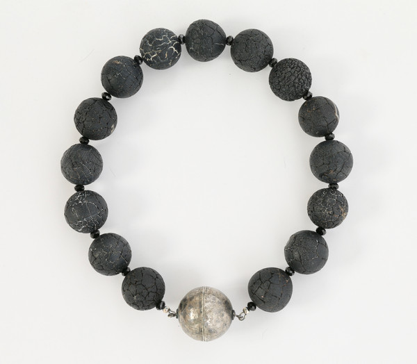 Large spheres aggregate rock necklace with sterling silver screw-on clasp
