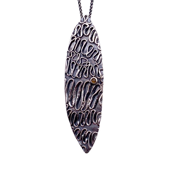 Sterling Silver and Citrine Wave Pendant