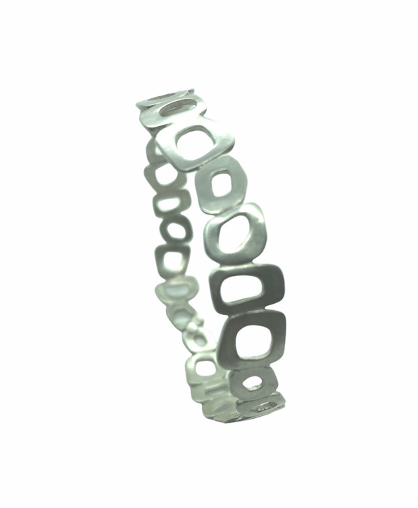 Retro Squares Silver Bangle