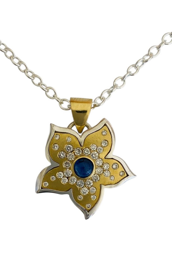 Sterling silver and 18K flower pendant