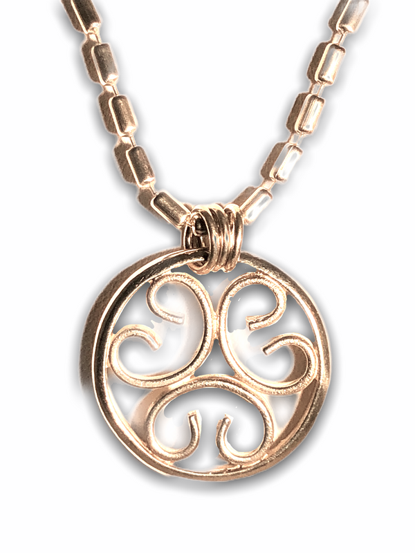 25mm diameter x 3mm deep circle
On an 18" 2mm Sterling chain