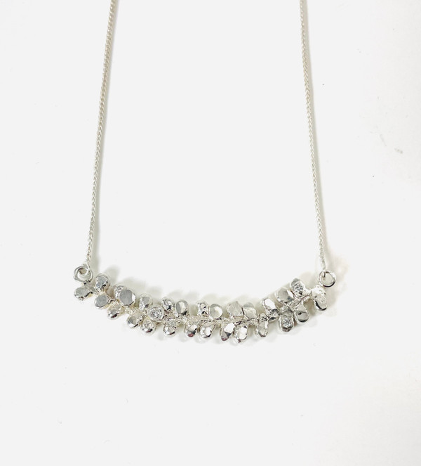 Sterling silver cone bract necklace with diamonds
