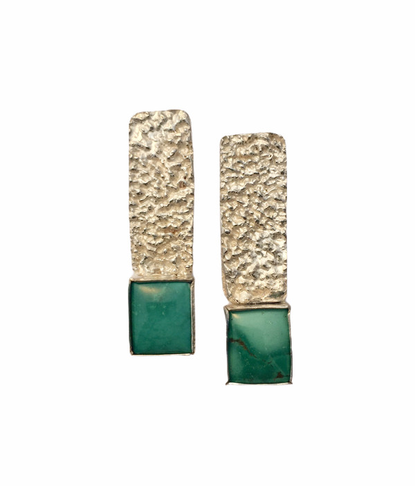 SS seaweed textured earrings with turquoise
