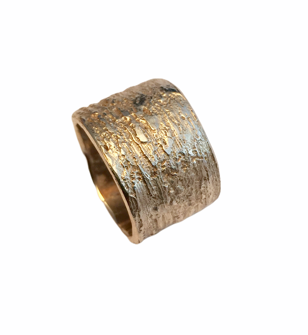 Wide  sterling silver textured band