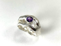 Sterling silver and faceted amethyst ring