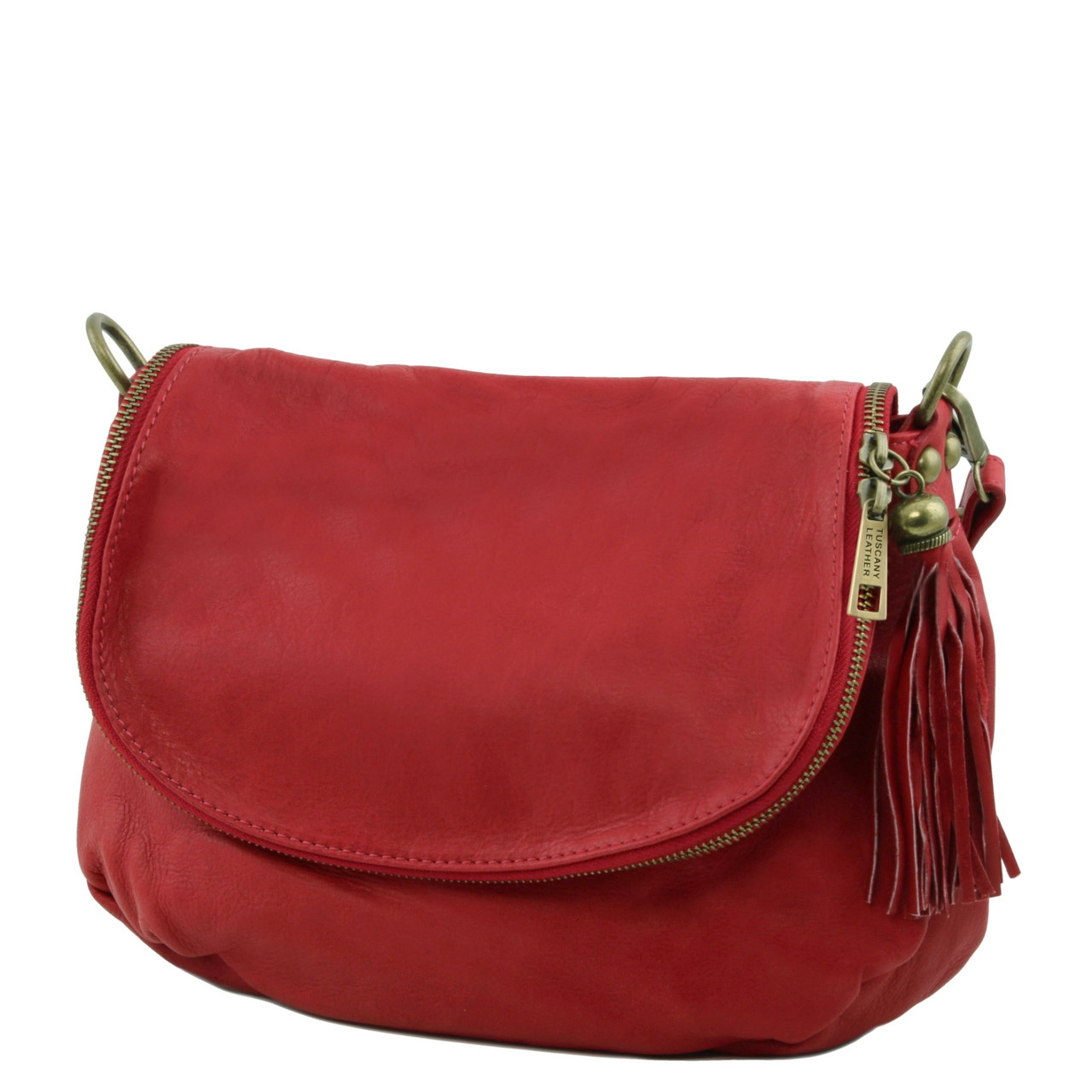 Tuscany Leather TL Bag - Handbag in ostrich-print leather Colour Red