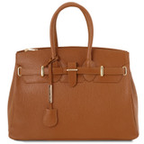 TL141529-1529_1_6 - Tuscany Leather Handbag with Golden Hardware Cognac