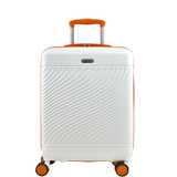 TR-0295-WHO-S - Rock Love Island 4 Wheel Cabin Suitcase White with Orange