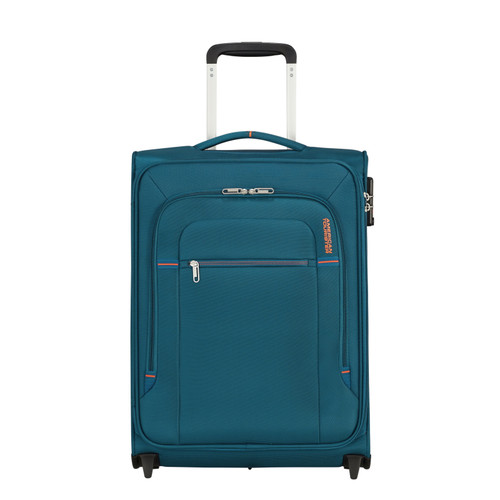 133188-6032 - https://www.luggagesuperstore.co.uk/media/catalog/product/p/r/prod_col_133188_6032_front.jpg | American Tourister Crosstrack 55cm Upright Cabin Suitcase Navy/Orange