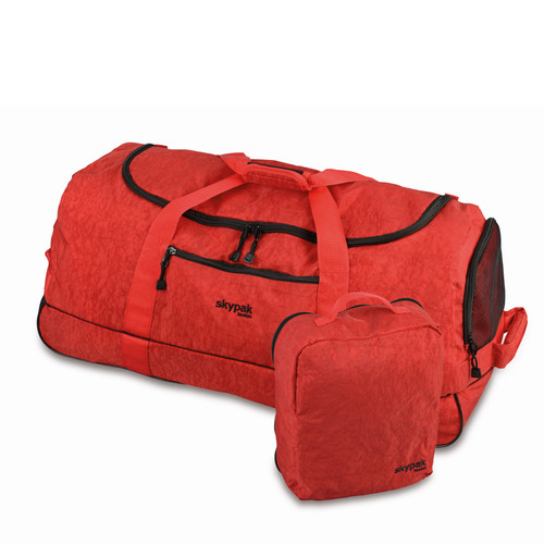 kj05-re - https://www.luggagesuperstore.co.uk/media/catalog/product/0/0/005_skypak_original_wheeled_travel_bag_red_pair.jpg | Skypak 80cm Folding Wheeled Duffle Red