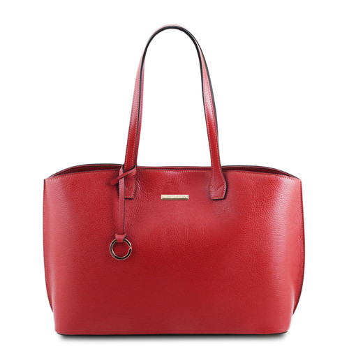 tl141828-1828_1_120 - https://www.luggagesuperstore.co.uk/media/catalog/product/1/4/141828-rosso-lipstick-fronte.jpg | Tuscany Leather Shopping Bag Lipstick Red