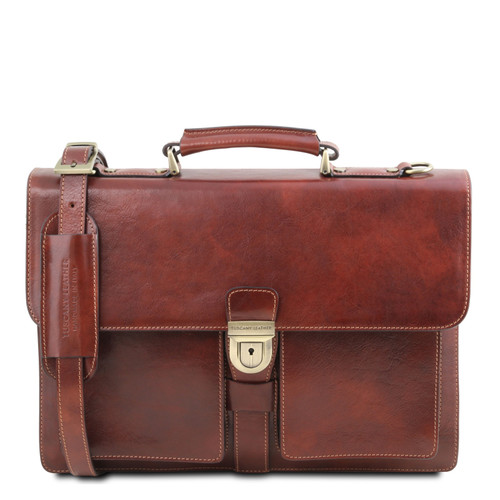 TL141825-1825_1_1 - 
Tuscany Leather Assisi 3 Compartment Briefcase Brown