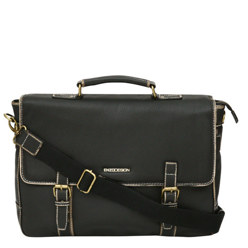 ezd_90-bl - https://www.luggagesuperstore.co.uk/media/catalog/product/1/3/137i3449_1.jpg | Enzo Design Rubbed Edge Leather Briefcase Black