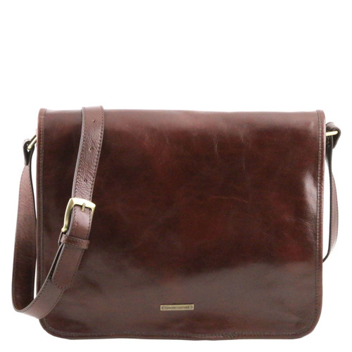 TL141254-1254_1_1 - 
Tuscany Leather Messenger 2 Compartment Shoulder Bag Brown