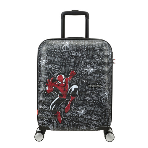 85668-A083 - American Tourister Wavebreaker Marvel 55cm 4 Wheel Cabin Suitcase Spiderman Sketch